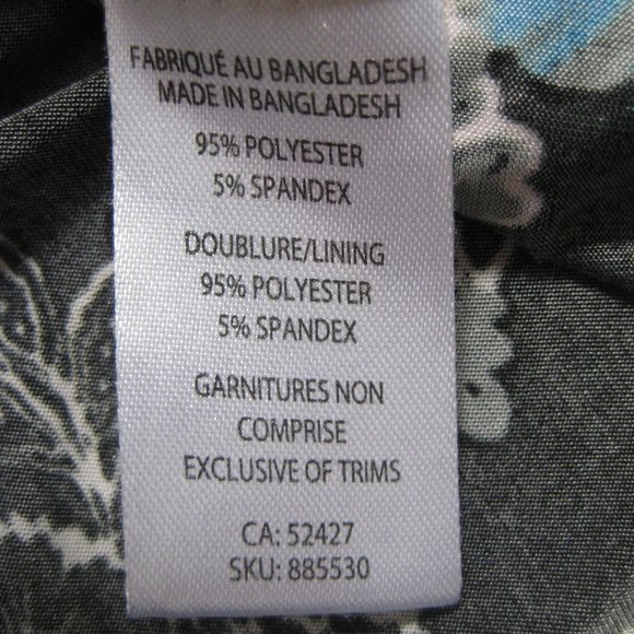 Classic Editions, ladies blouse, L, Blue/Black with white flowers - Picture 6 of 7